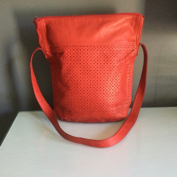 Red Leather Vintage L. J. Simone Purse - Picture 1 of 5